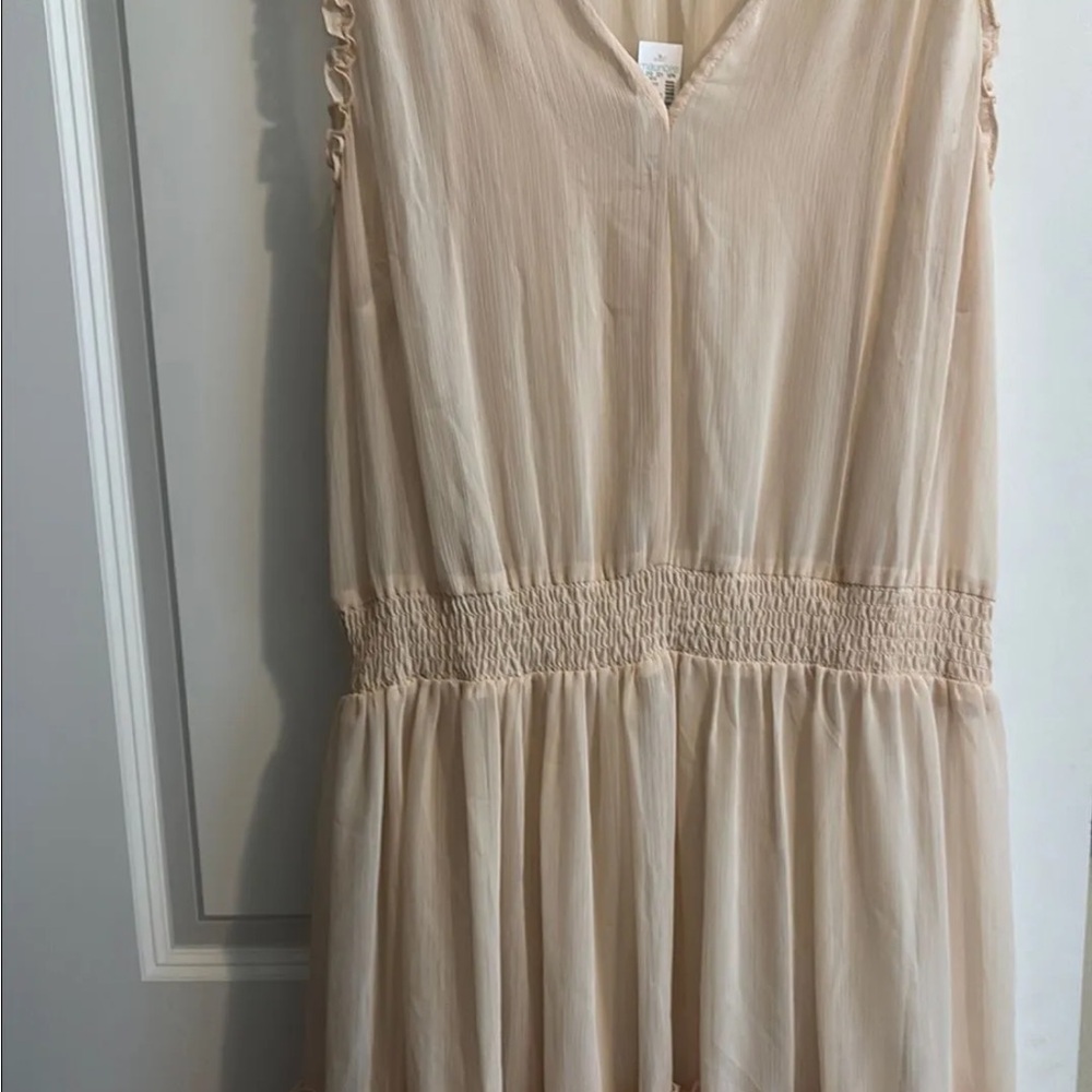 Maurices Tan Sleeveless V-Neck Midi Sundress